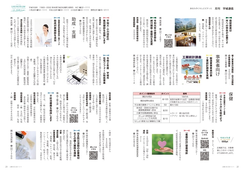 P22、23 あなたのくらしにピタッと「月刊 宇城通信」