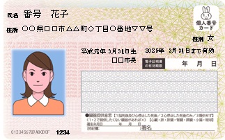 マイナンバーカードの見本画像