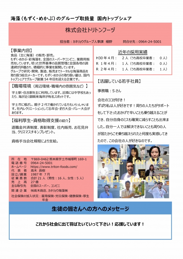 21.株式会社トリトンフーヅの企業説明画像。詳細はPDFリンクを参照ください。