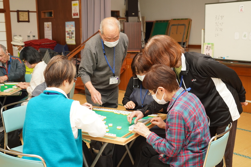 麻雀牌を実際に並べている様子