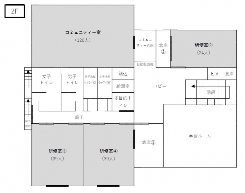 松橋西防災拠点センター配置図　2階の画像。