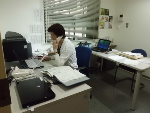 相談員が電話を受けている写真