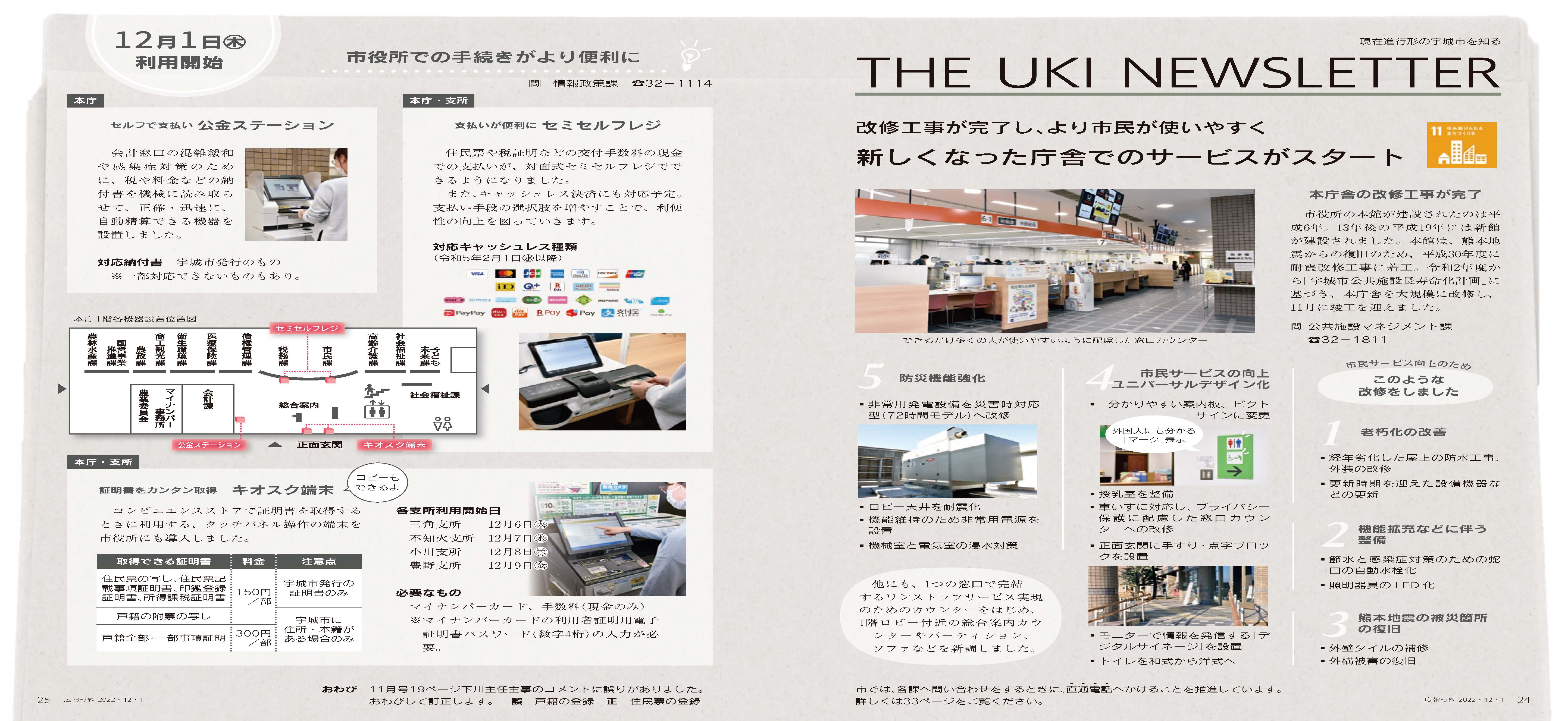 P24、P25　現在進行形の宇城市を知る THE UKI NEWSLETTER 　詳細はPDFファイルを参照下さい。