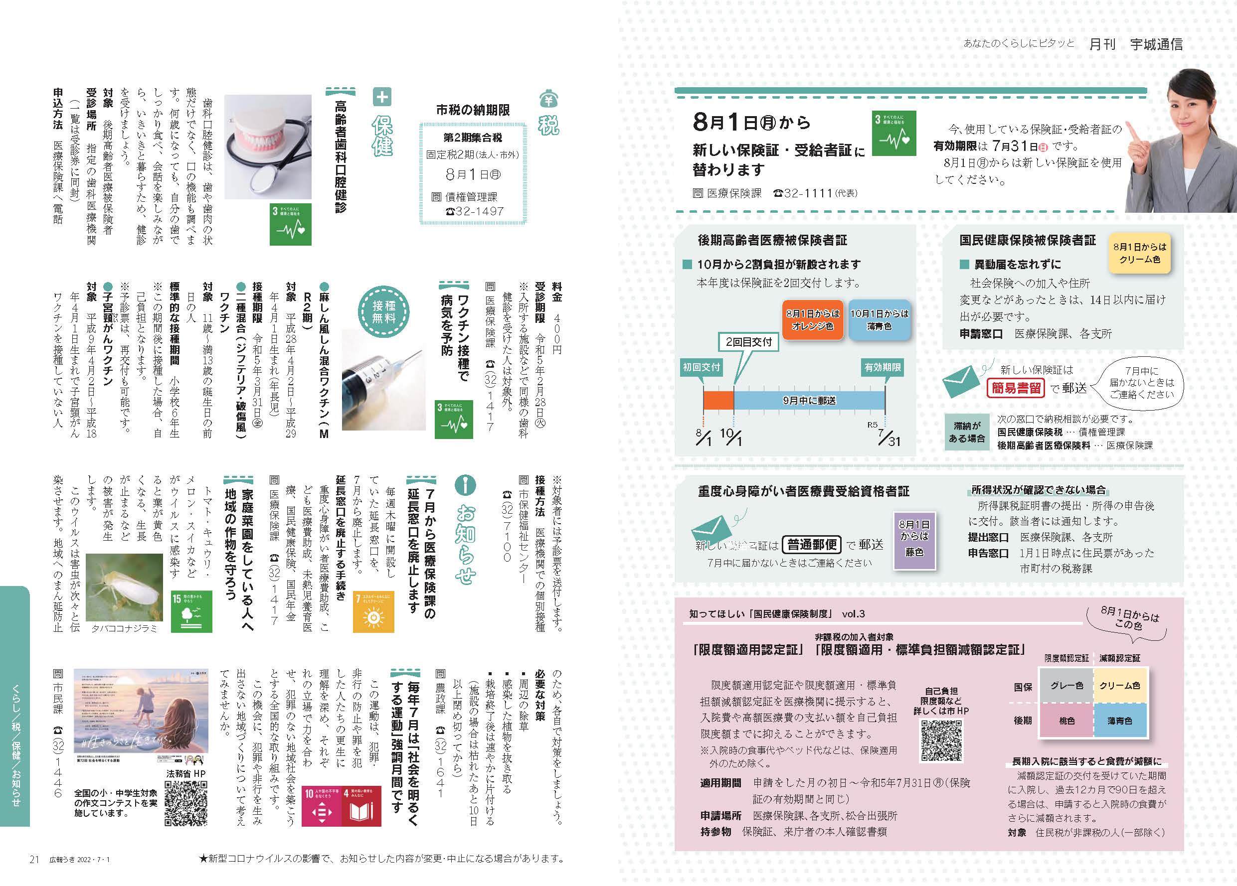 P20、P21　あなたのくらしにピタッと　月刊 宇城通信の画像、詳細はPDFファイルをご参照ください