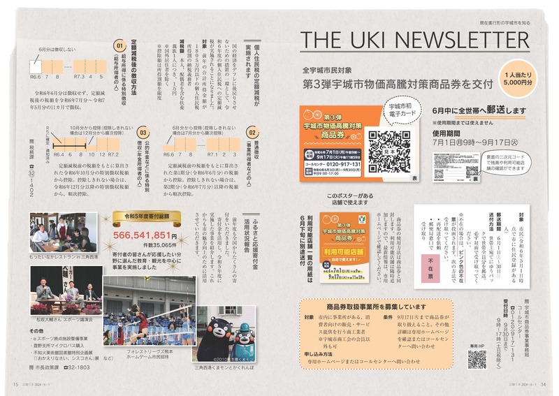 P14、P15 現在進行形の宇城市を知る THE UKI NEWSLETTERの画像、詳細はPDFファイルをご参照ください