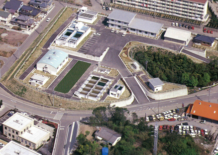 上空から撮影した三角浄水場の写真