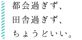 都会過ぎず、田舎過ぎず、ちょうどいい。